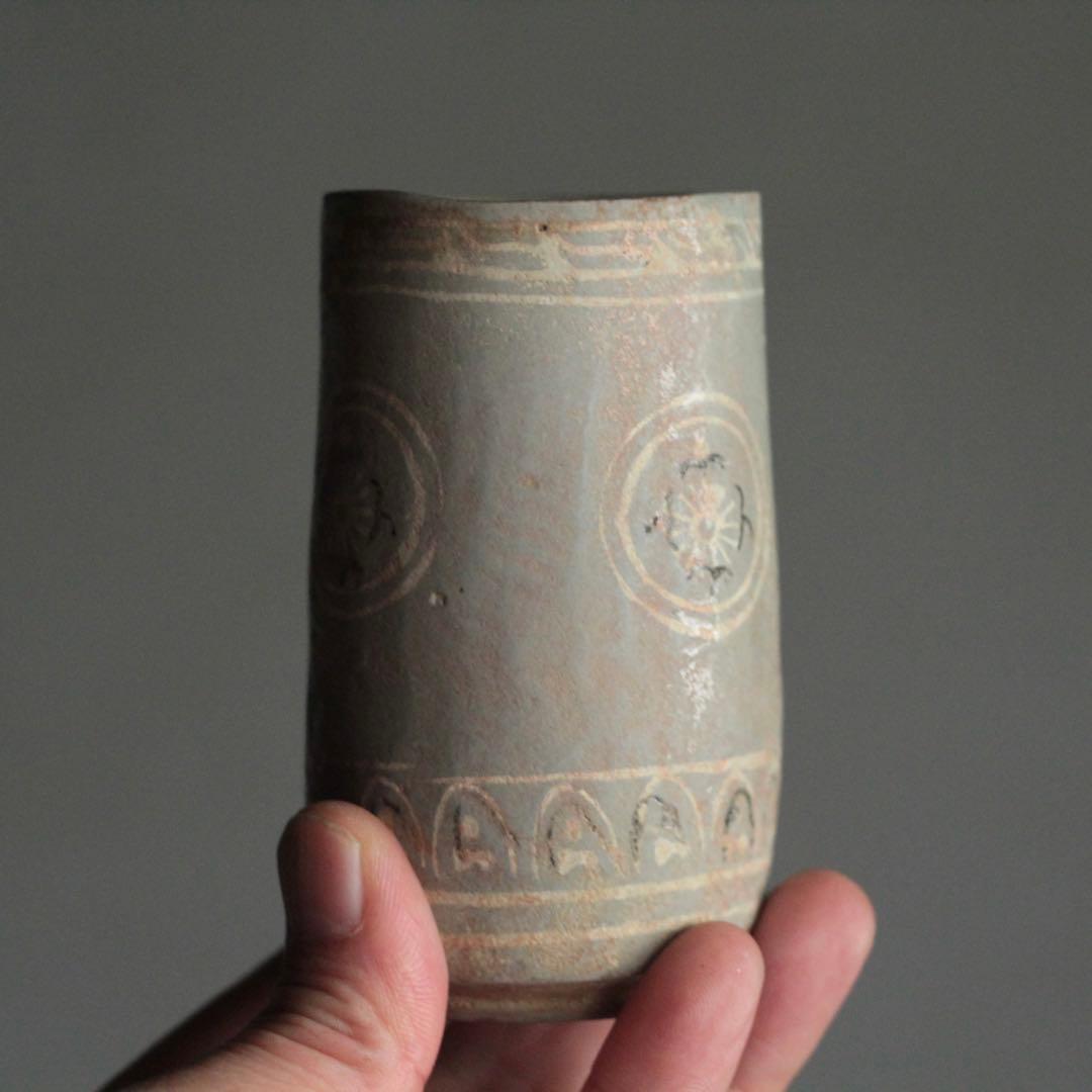 狂言袴 筒盃 筒碗 李朝筒盃 朝鮮美術 ぐい呑み 古美術 古道具 アンティーク