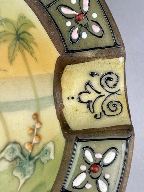 【美品・希少】オールドノリタケ 盛り上げ風景紋灰皿 盛上げ アールヌーボー