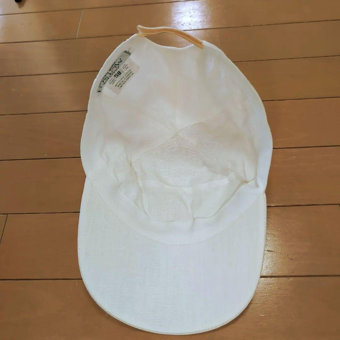 雰囲気抜群 HERMES リネンキャップ 白 58 フランス製 d63