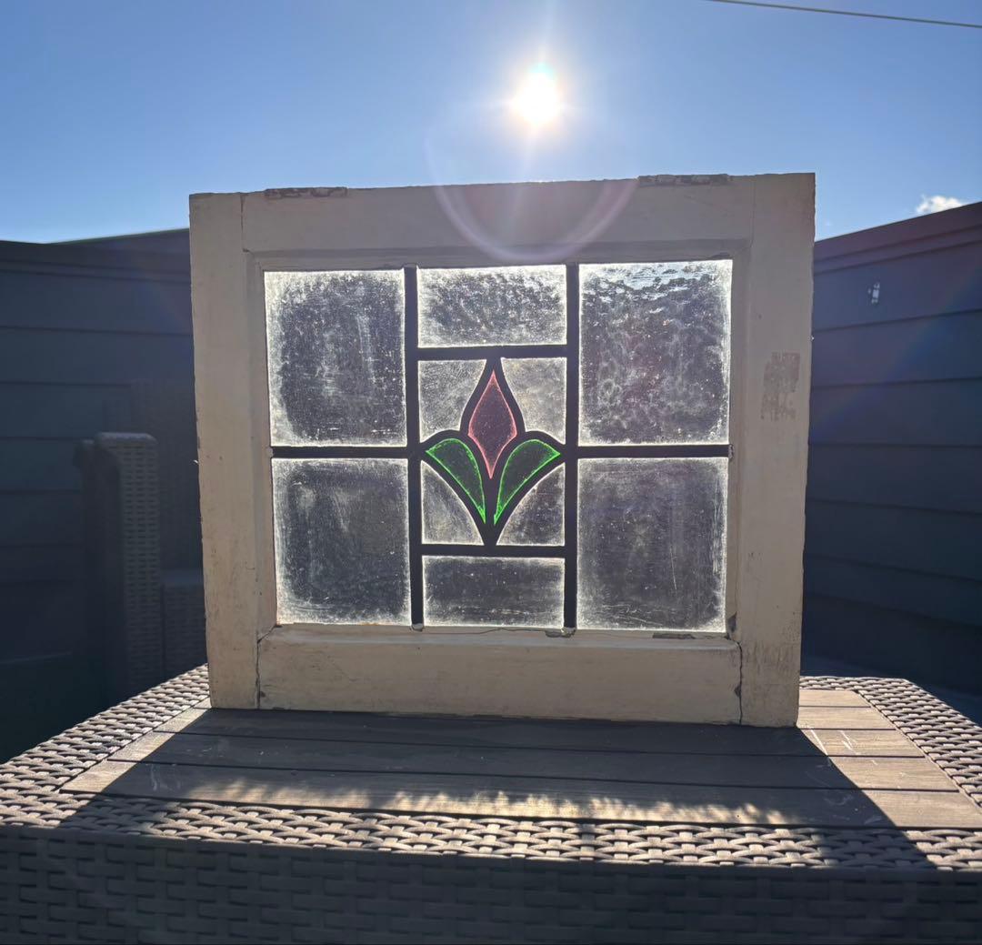 や*ん様 英国アンティーク ステンドグラス 窓枠付きパネル｜イギリス製｜店舗什器