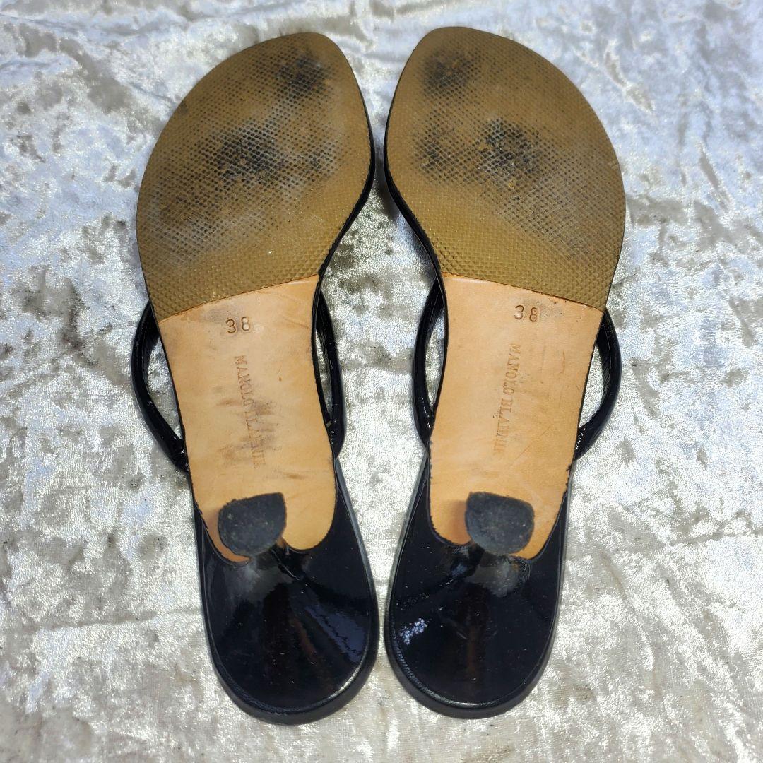 【美品】✨マノロブラニク 24.5cm トングサンダル 黒 レザー 38