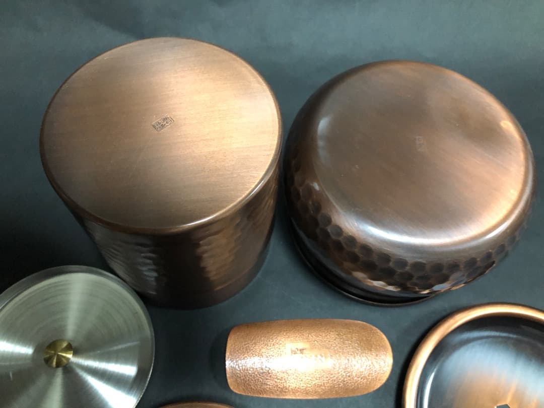 純銅茶器　 玉いぶし急須皿　星寛堂1点　夢お茶の間揃1点　2点セット