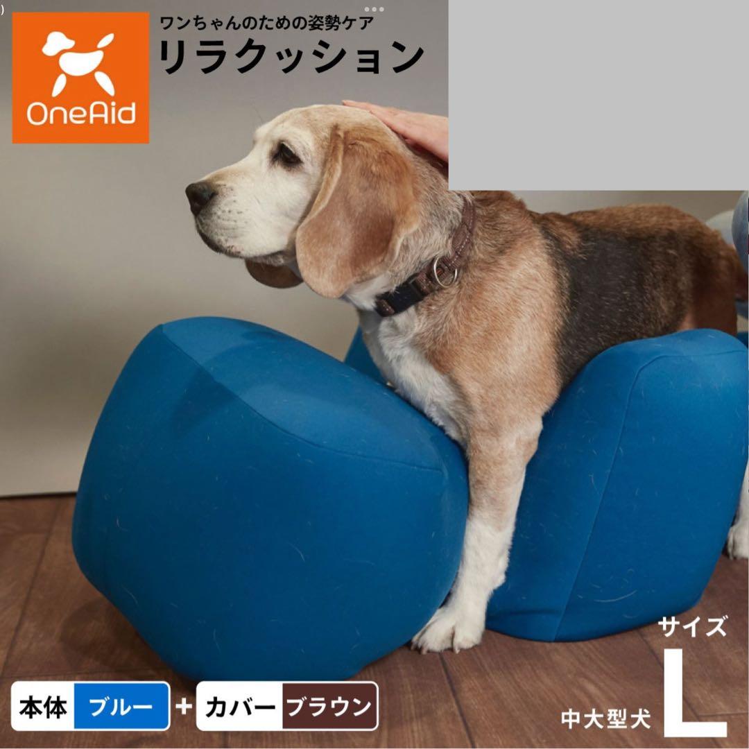 【年末年始発送可能】リラクッション　Lサイズ　本体ブルーカバー(ブラウン)