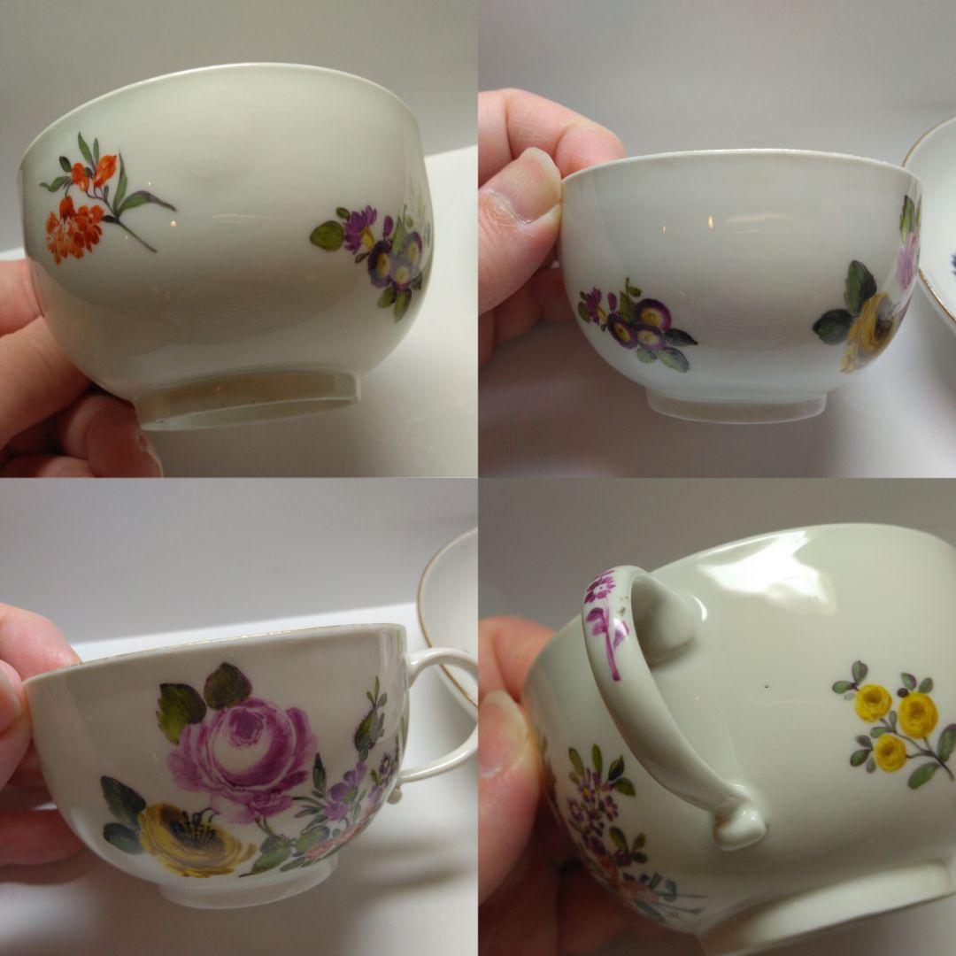 希少品◆マイセンアンティーク◆フラワー コーヒーカップソーサー