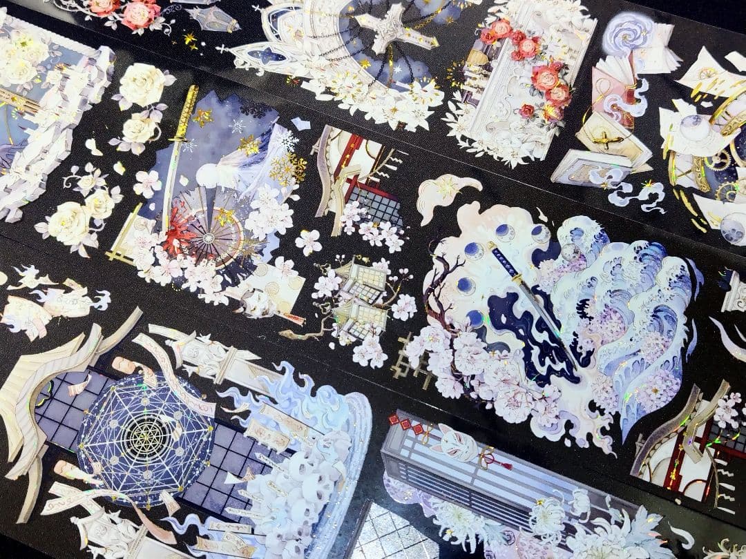 切売 865★ 海外 マスキングテープ マステ PET 装飾 花 背景 贝壳金