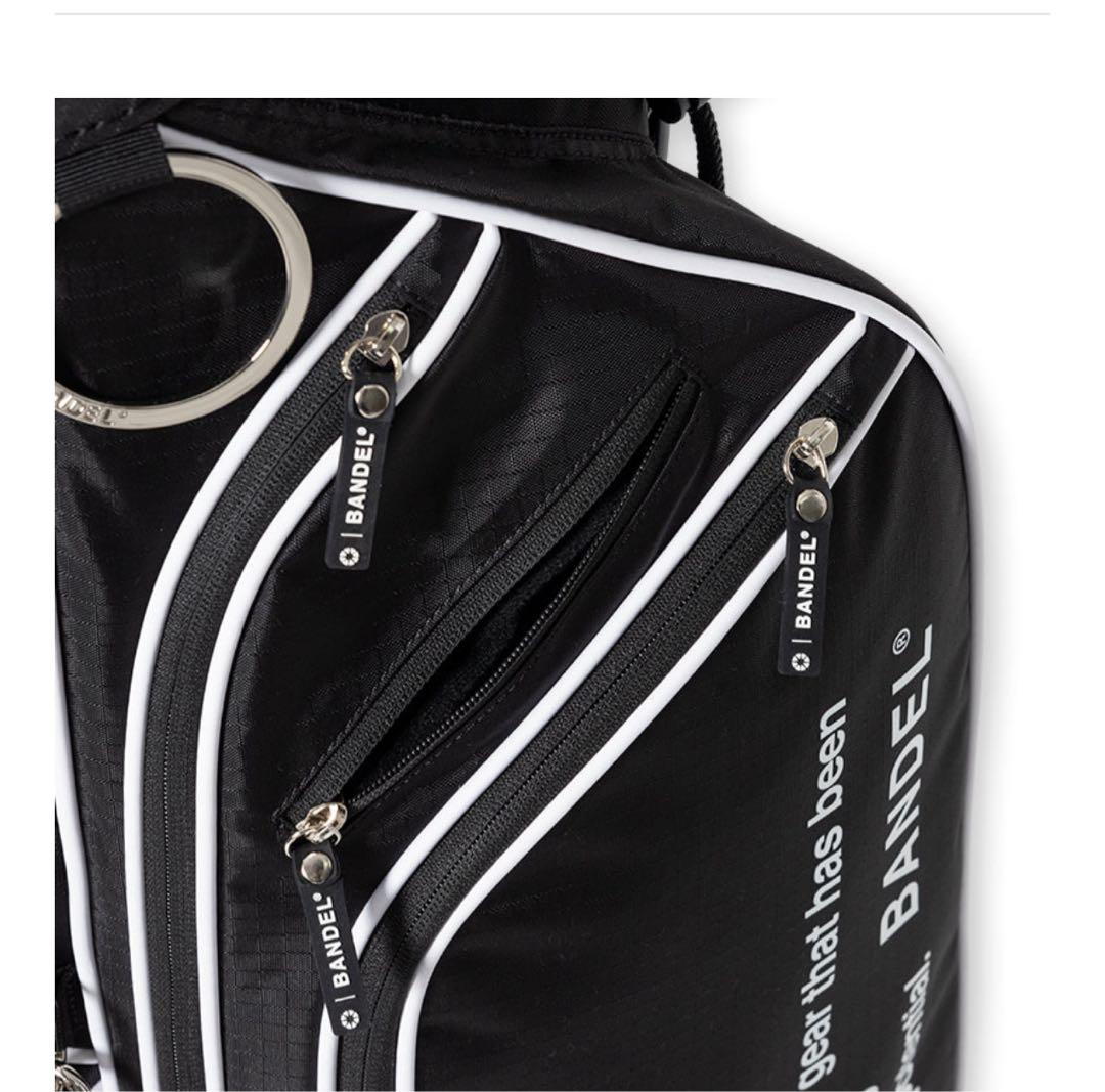 【新品・タグ付き】完売品 BANDEL キャディバッグ 黒×白 パイピング