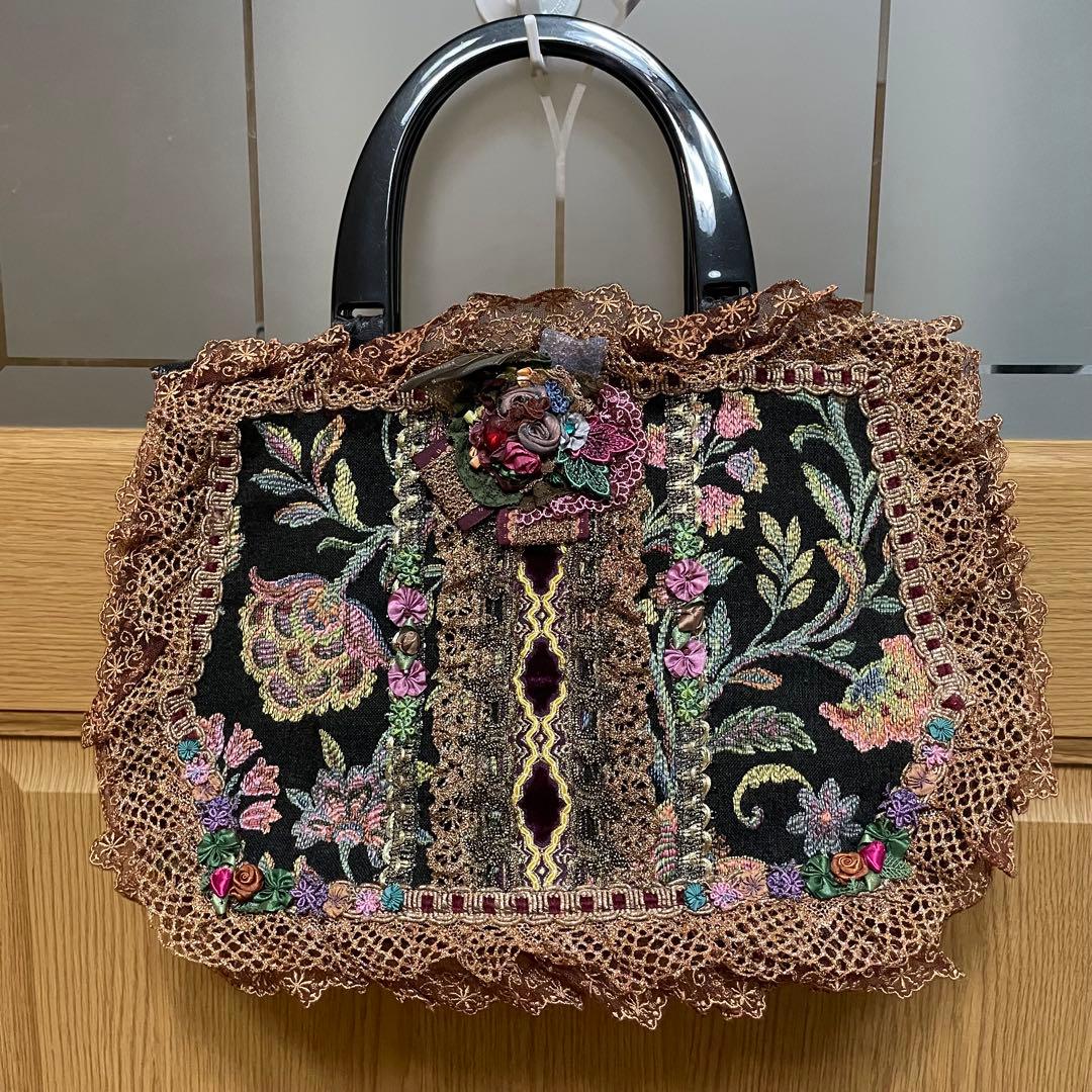 【希少、未使用品】Cimaki ちまき　両面ゴブラン生地使用　　ハンドバック