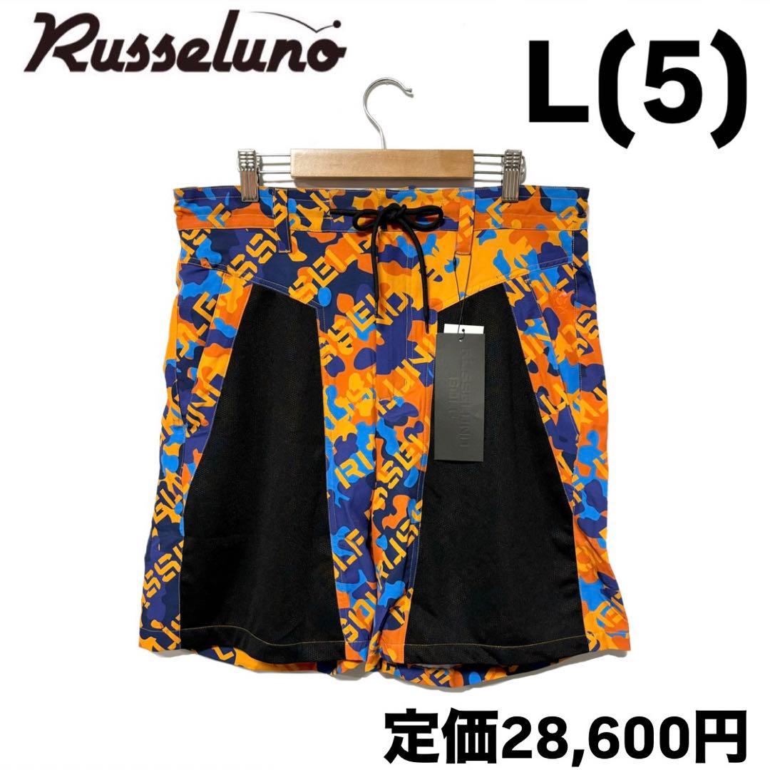 新品 ラッセルノ ゴルフ メッシュ ポケット ショーツ オレンジ カモ L 5
