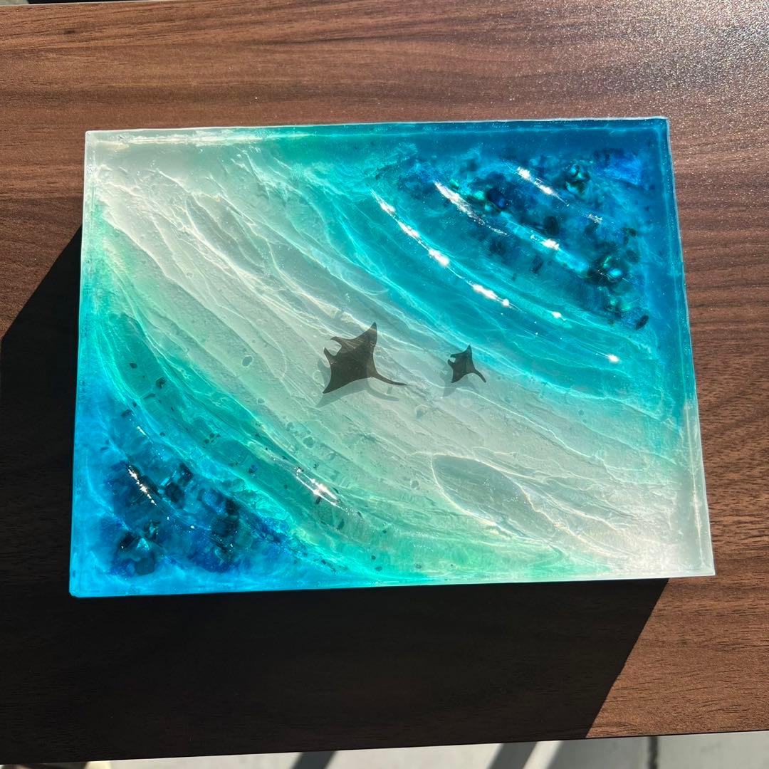 【レジンアート】波紋アート／15cm × 20cm／枠なし