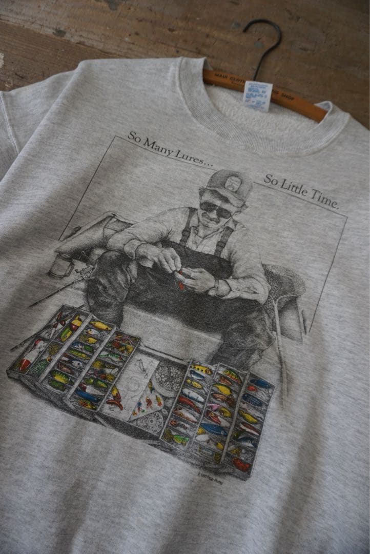 90s【ペギー・マレー】USA ヴィンテージ スウェット XL 釣り プリント