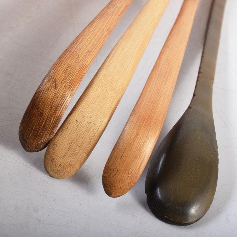 茶道具　若松文　黒楽茶碗　宗室　茶杓　三本　匙　一本　時代箱付　M　R8692B