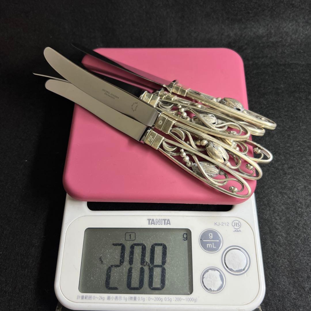 ジョージジェンセン　ブロッサムsterling925デザートナイフ6本　共袋付