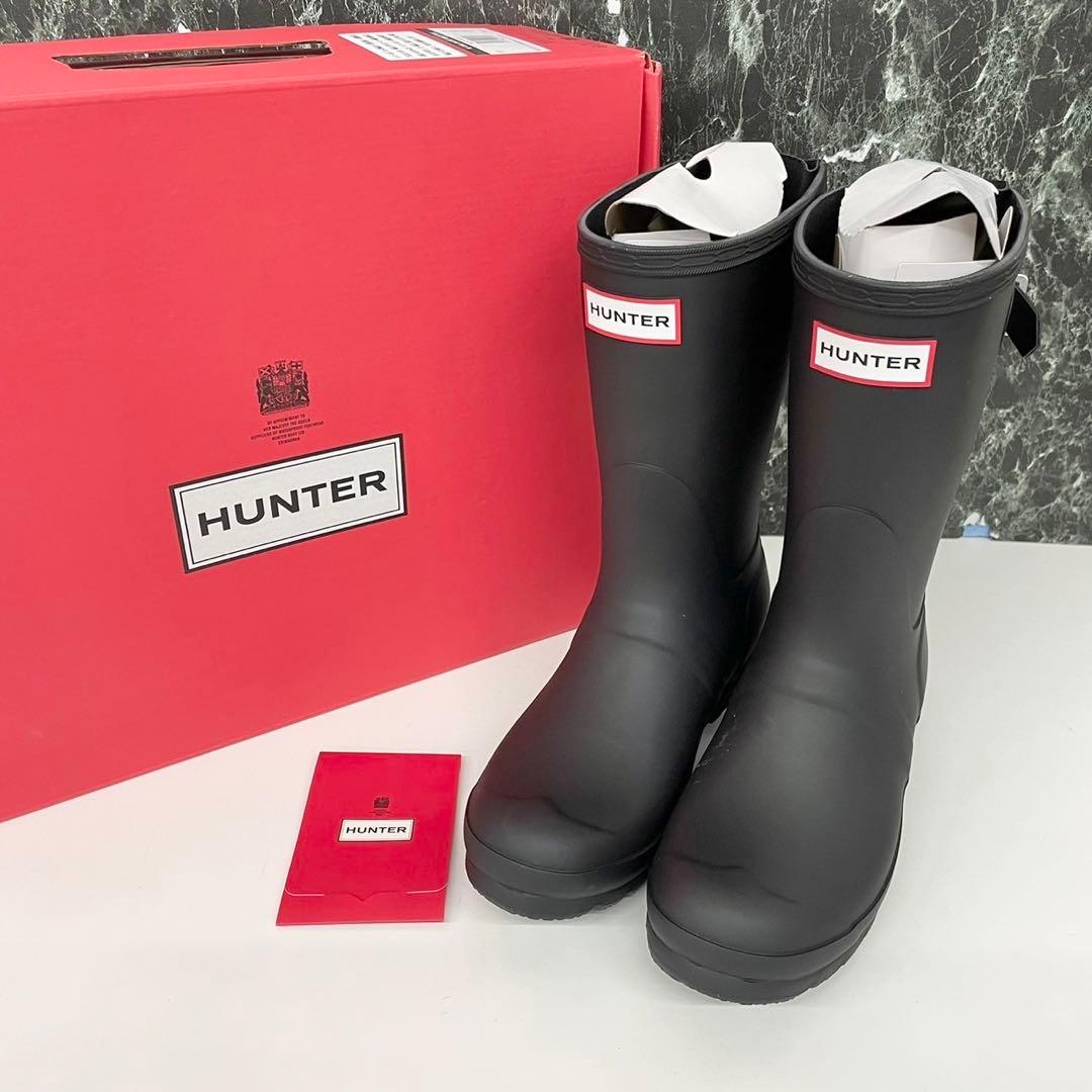 ハンター ショートバック アジャスタブル レインブーツ ブラック 23.0 cm