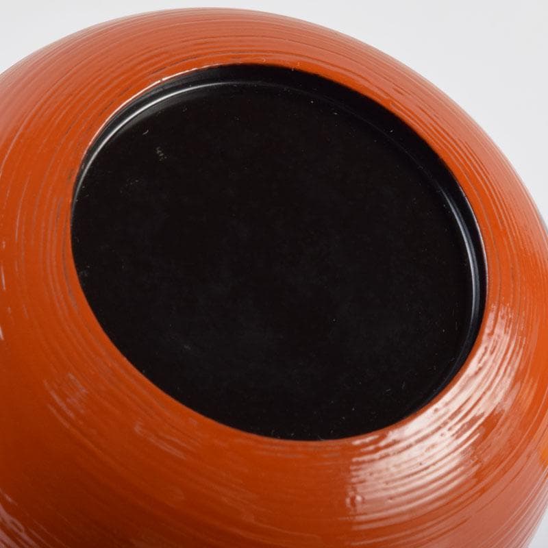 茶道具　山中塗　道場宗廣作　朱刷毛目　梅月蒔絵　大棗　共箱　V　9038