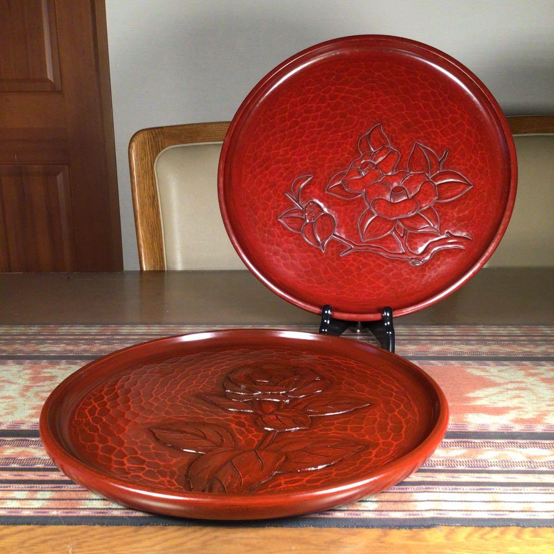 『フォロうー特価』　鎌倉彫　八勝堂　× 陽堂　お盆　2枚