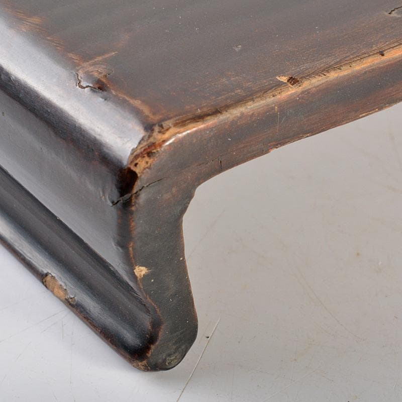 中国　黒漆　螺鈿漢詩文　平卓　飾台　香炉台　V　6326