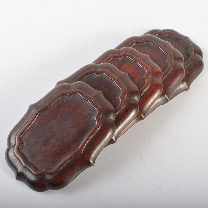 中国　唐木紫檀製　茶托　小皿　五客　V　R6572E