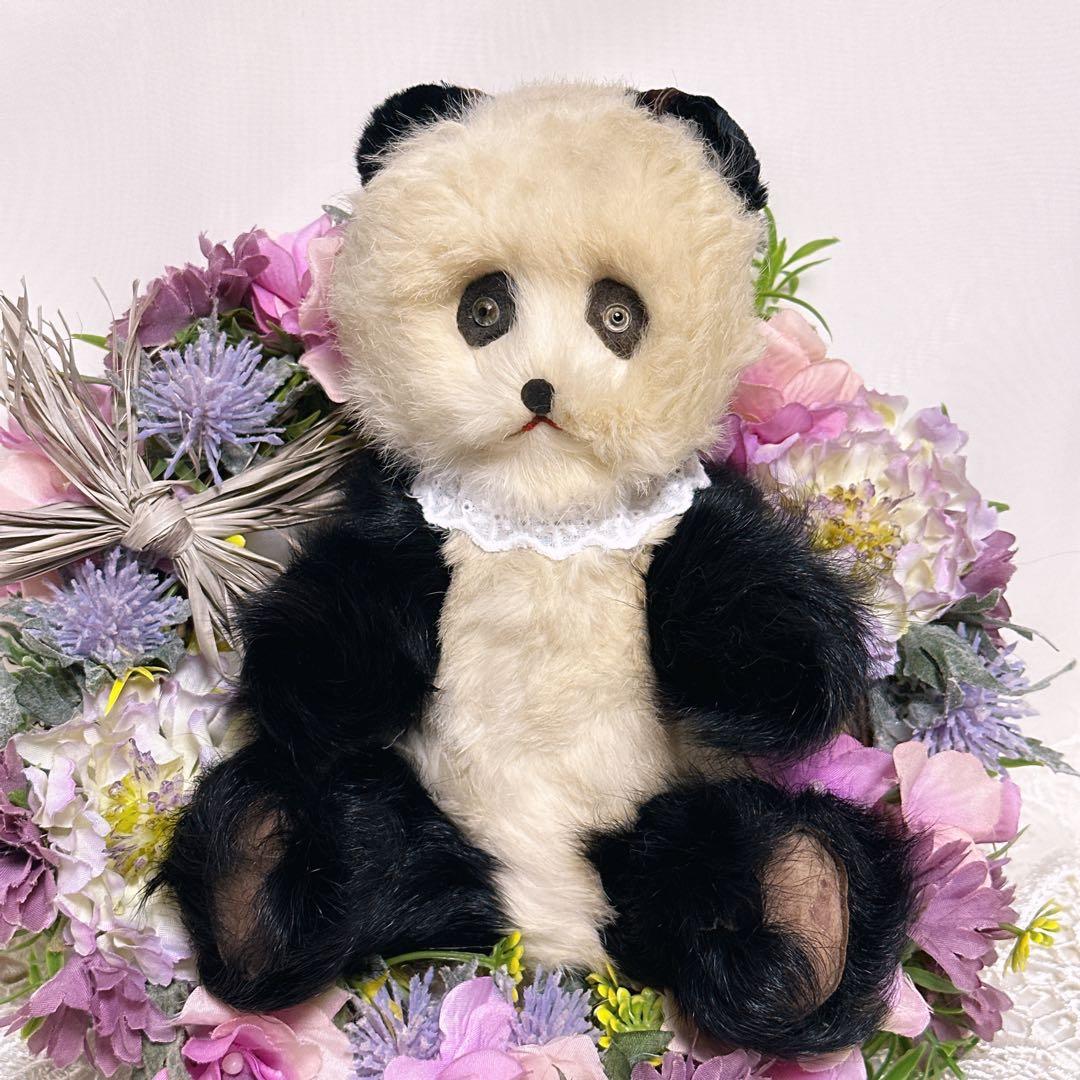 ❤️超激レア！！❤️リアルファーのアンティークパンダ　テディベア　アンティークベア