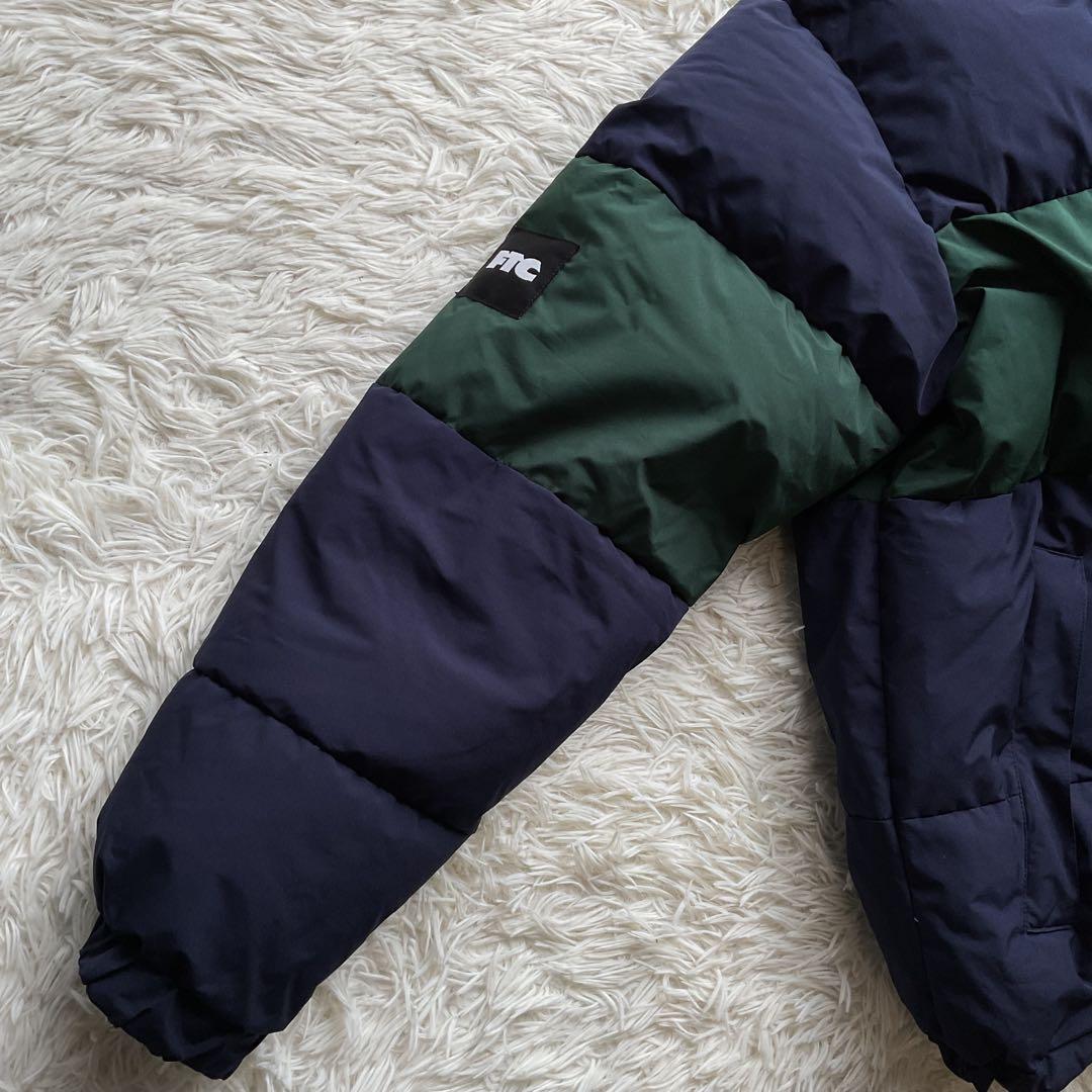 美品✨FTC 700FP ダウンジャケット　ボーダー柄　リバーシブル　L 紺×緑