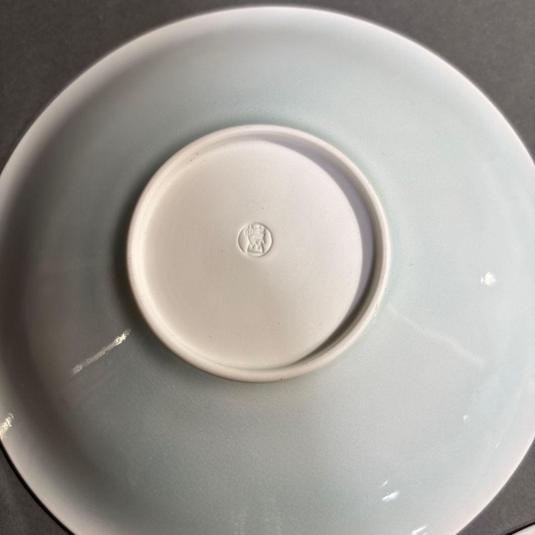 人間国宝　塚本快示　快山窯　青白磁　水鳥文　鉢　共箱