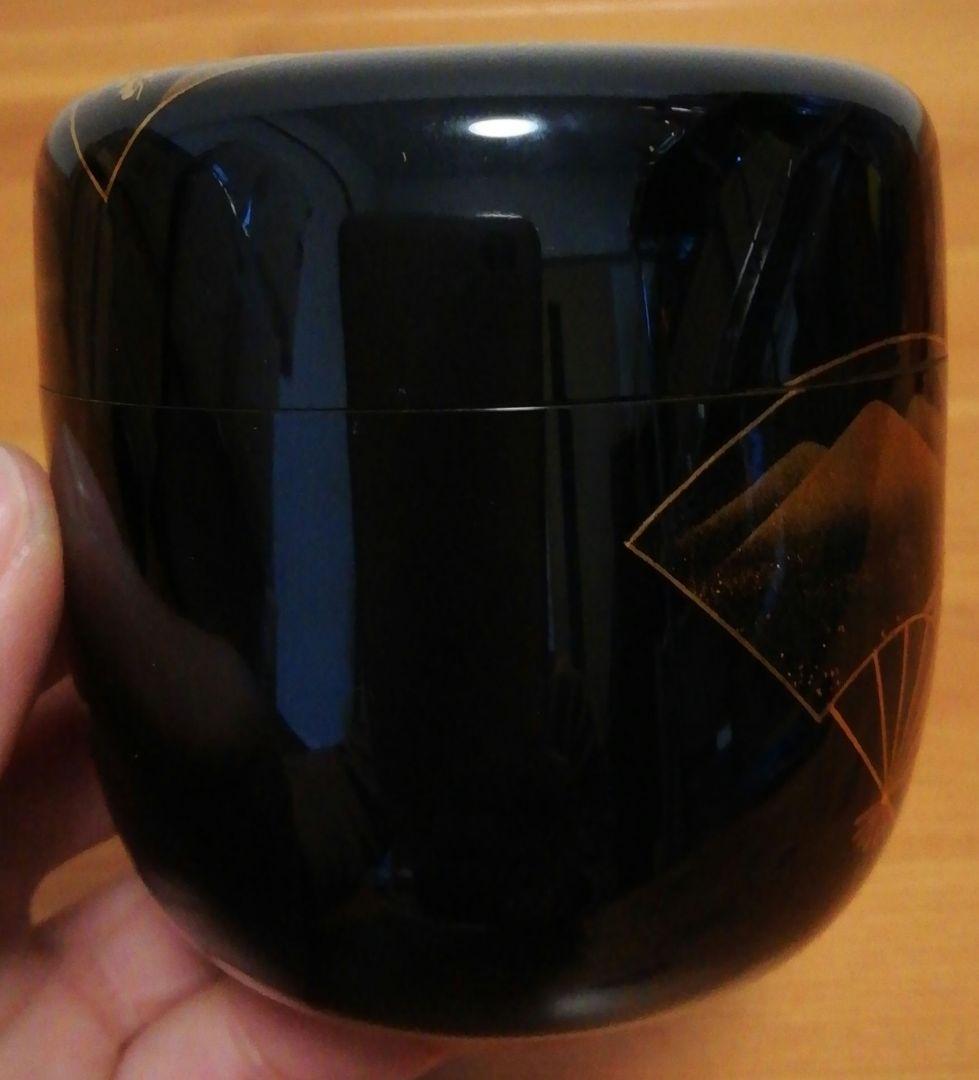 鵬雲斎書付　玉州作　扇　蒔絵　梨地　棗　共箱　茶道具