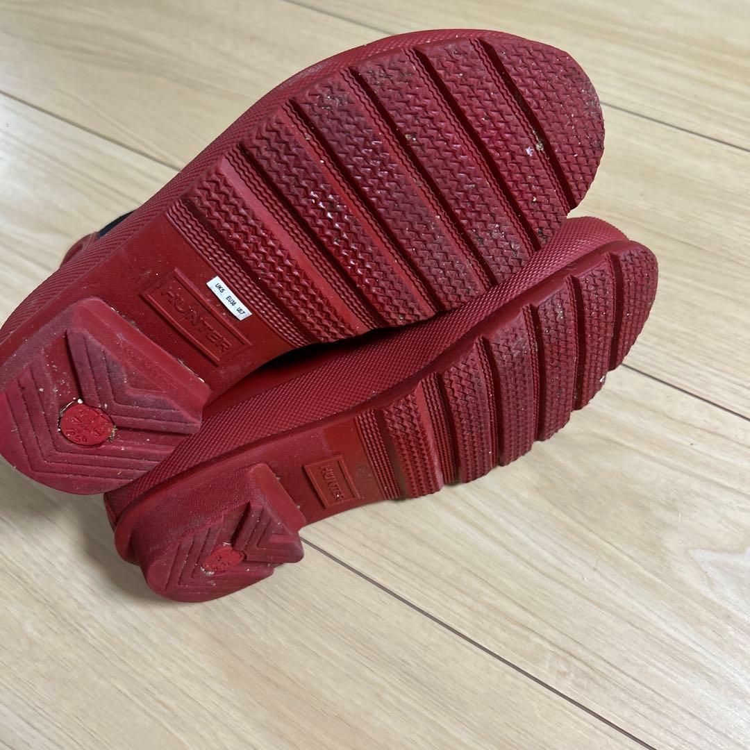 HUNTER 長靴 レインブーツ チェルシーサイドゴアショートブーツ レッド