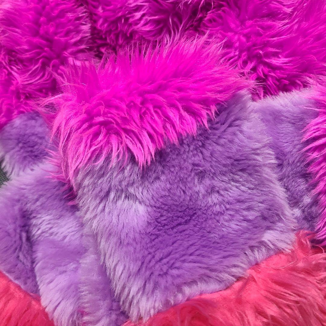 チェシャ猫 フリース耳付きフードスカーフ ピンク紫