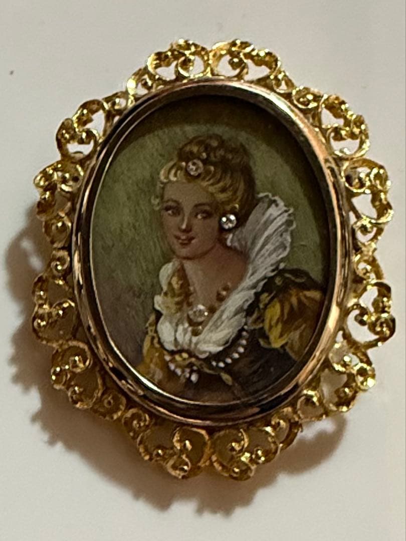 K18 刻印あり　ダイヤ　アンティーク品　ペンダントップ　プローチ 兼用