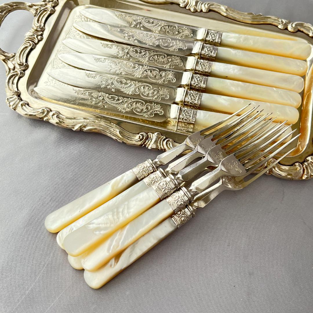 【Lee & Wigfull 】【白蝶貝 / 純銀継手】デザートセット