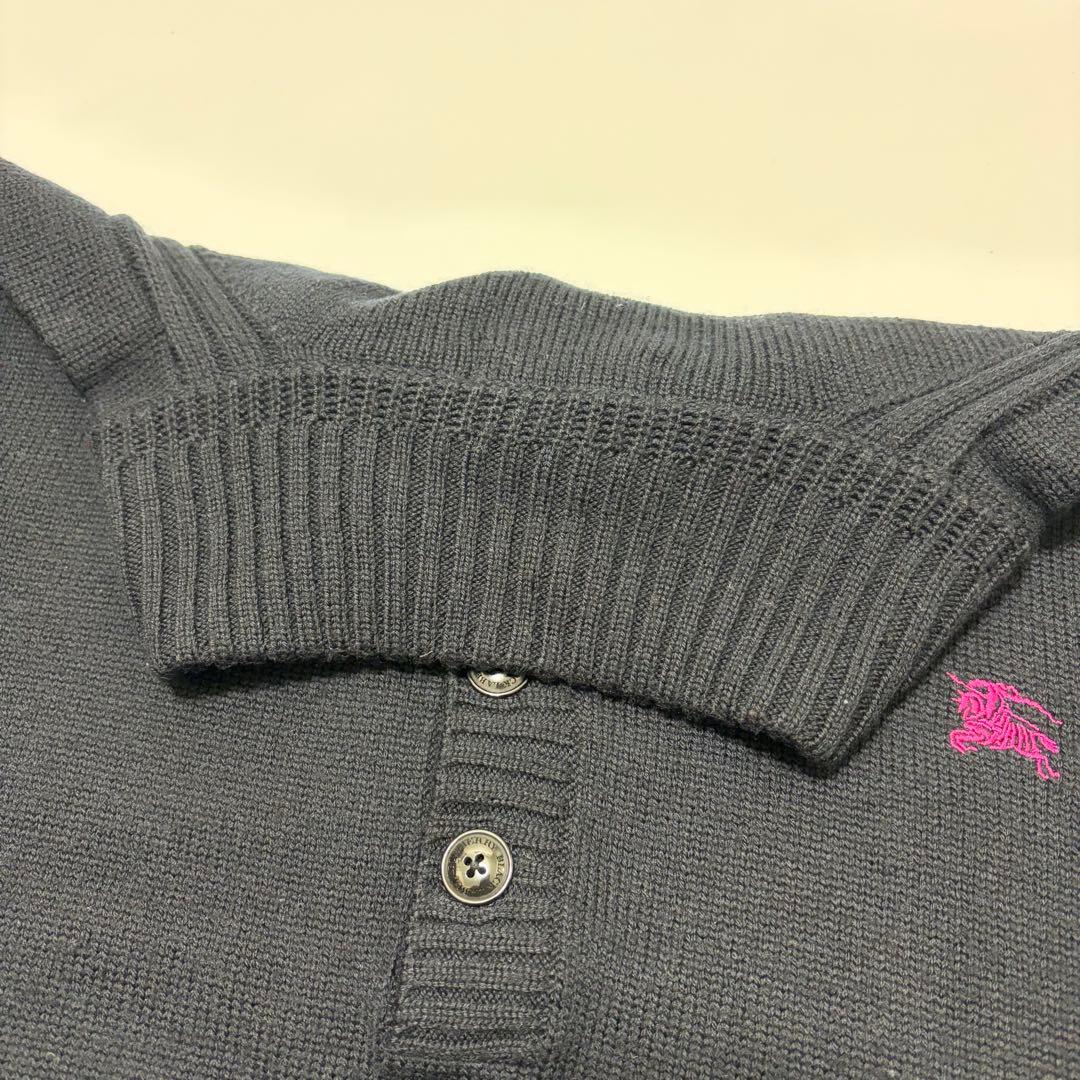 バーバリーブラックレーベル　ハイネックセーター　L　羊毛　ウール　ネイビー