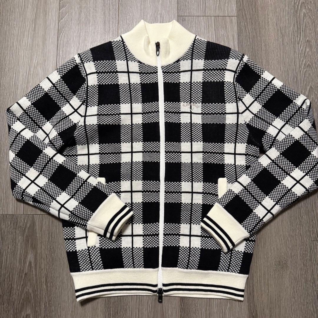 【美品】キャロウェイ callaway チェック柄ニットブルゾン Mサイズ