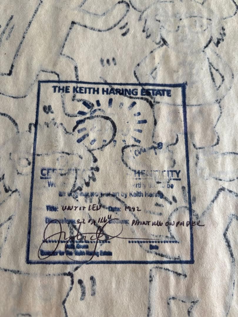 キースヘリング　肉筆　模写　サイン有　油彩　原画　ポップアート 財印スタンプ