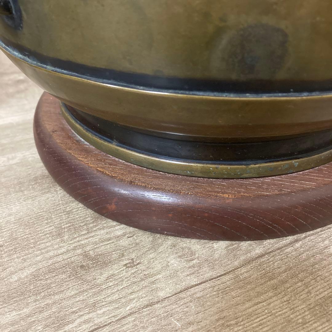 時代銅火鉢　壱対　宣徳火鉢　江戸文政　手炙り　アンティーク　珍品　高肉彫