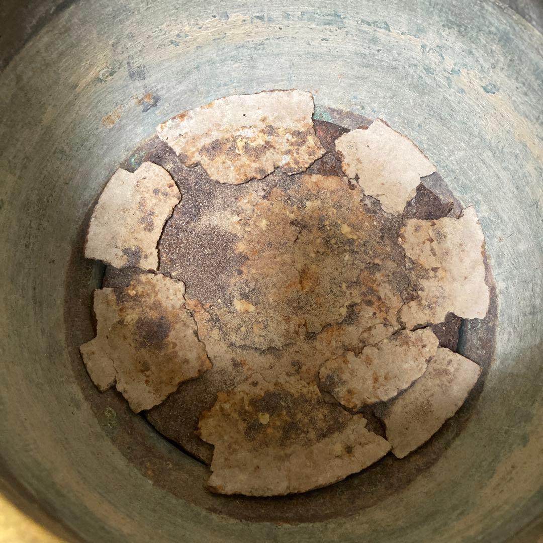 時代銅火鉢　壱対　宣徳火鉢　江戸文政　手炙り　アンティーク　珍品　高肉彫