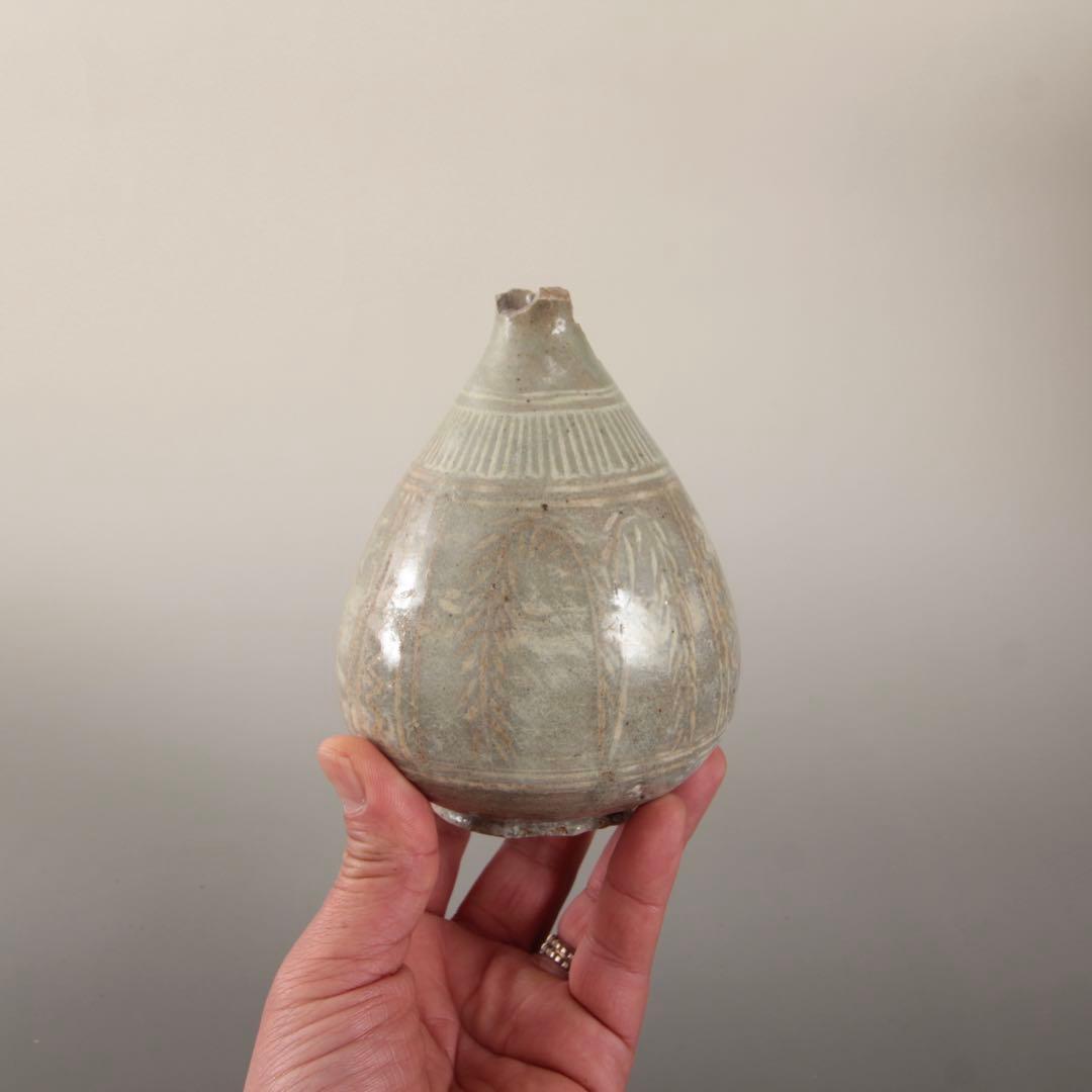 李朝 粉青沙器 白象嵌 徳利 朝鮮美術 古道具 古美術 アンティーク 15世紀