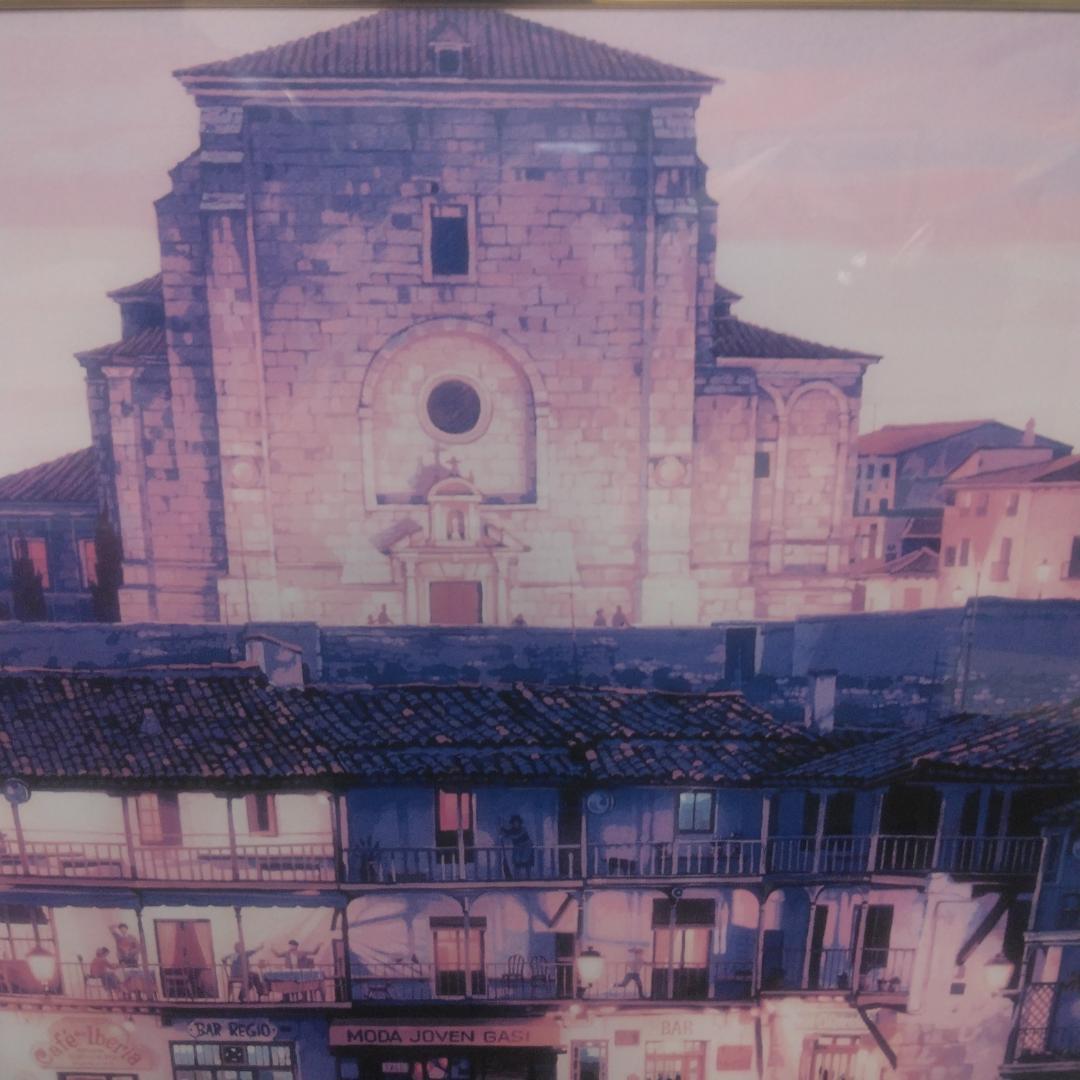 笹倉鉄平　マヨール広場　中古　大判　高級額装アートポスター