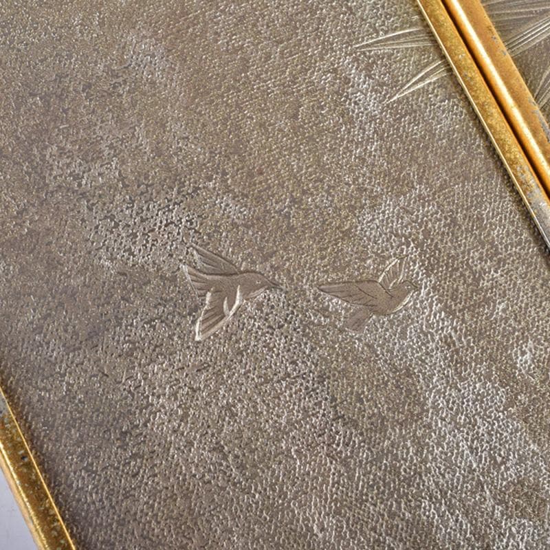 中国　古七宝琺瑯彩　花鳥文　卓上屏風　硯屏　M　R8490