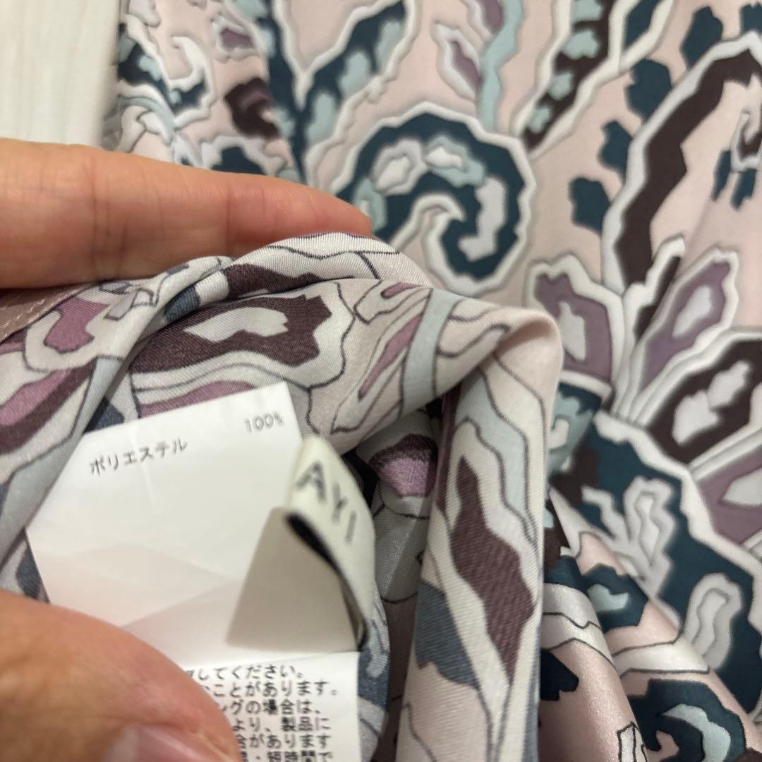 美品ANAYIアナイモダンペイズリーフリルブラウス38Mサイズピンク