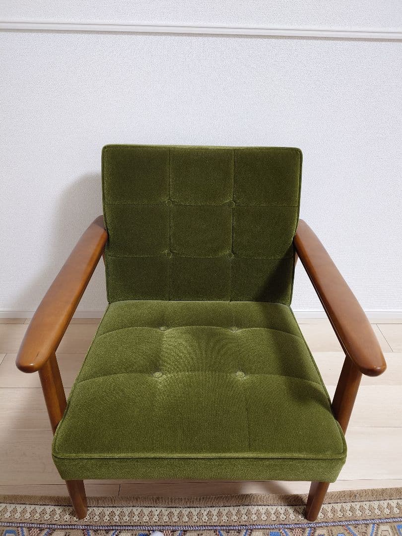カリモク60 Kチェア1シーターモケットグリーン　②
