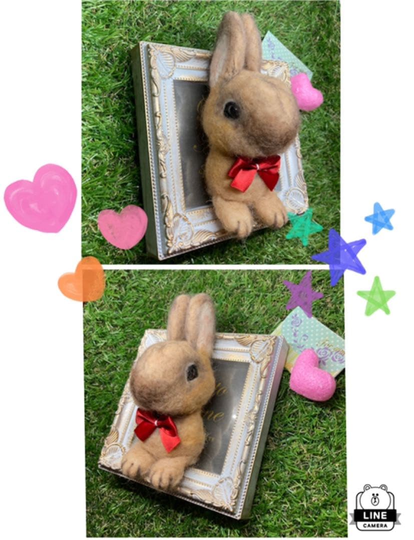 こう様　うさぎ額縁入り羊毛フェルト
