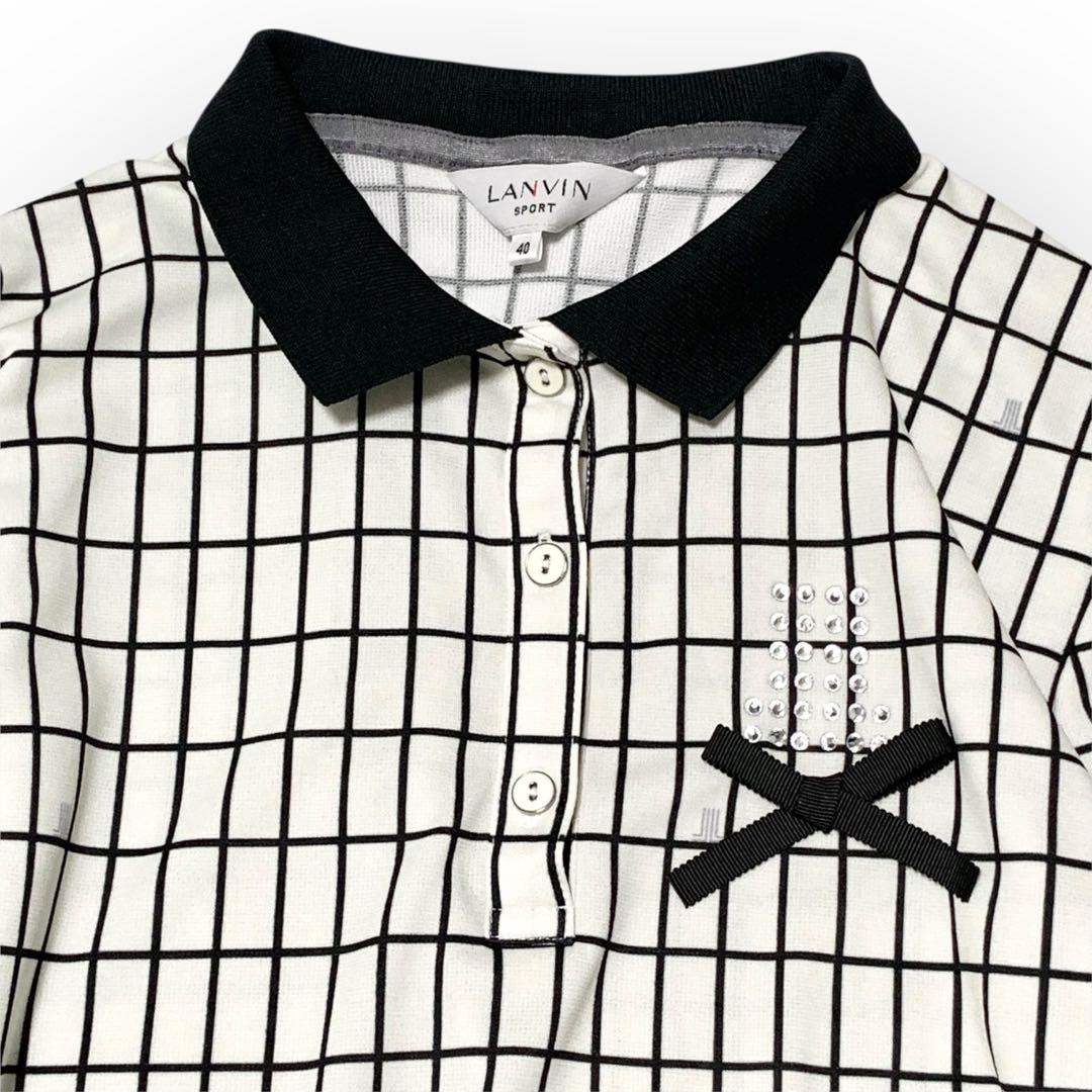 ほぼ未使用✨ランバンスポール ゴルフシャツ チェック ラインストーン 40