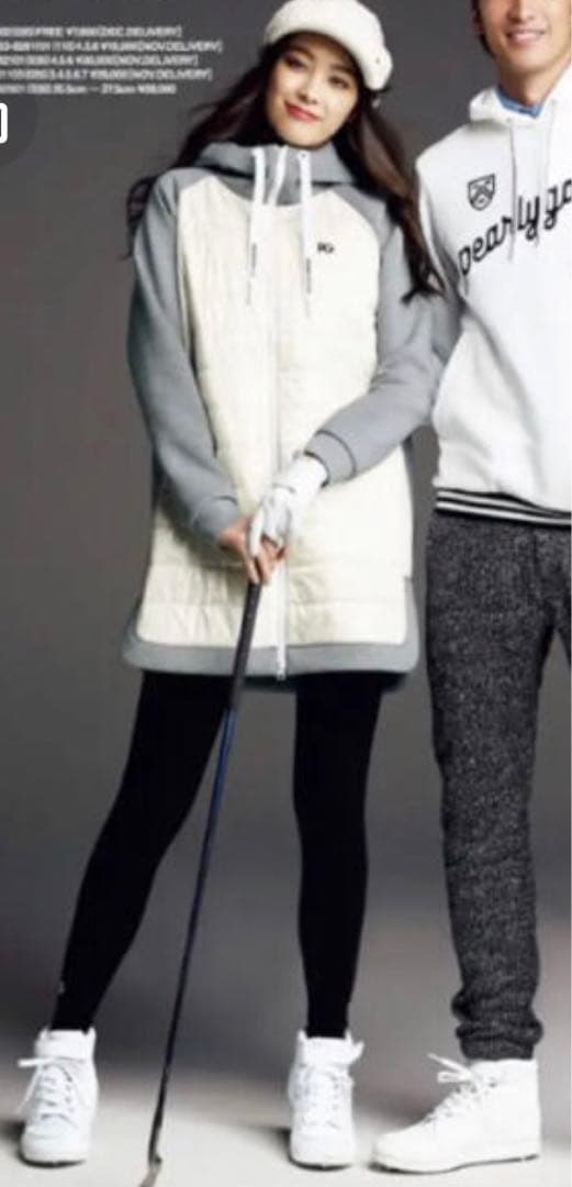 パーリーゲイツ　ワンピース　ネイビー　ブルゾン型　ジップアップ　ダウンコート