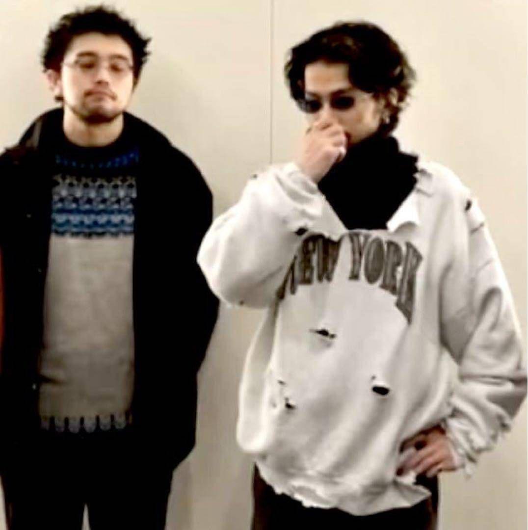 半壊 襤褸 クラッシュ NEW YORK ボロ加工 トレーナー 常田大希 L