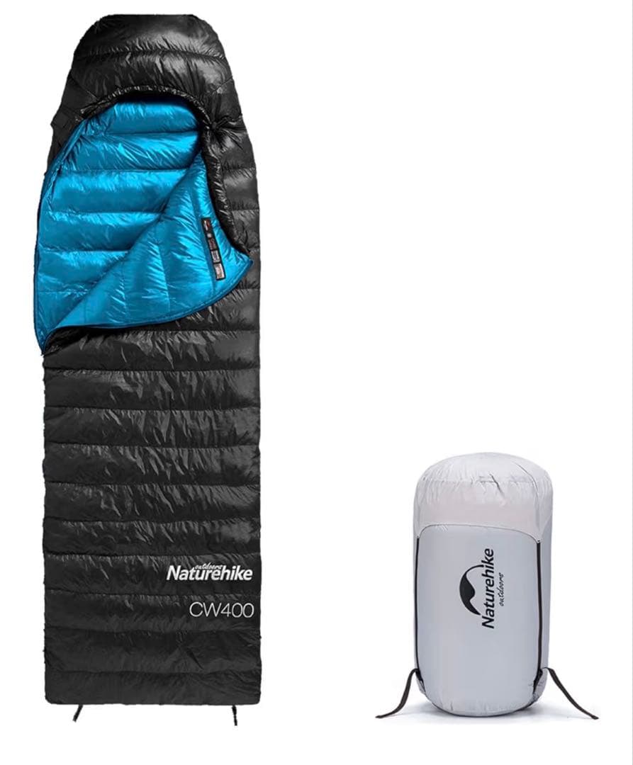 Naturehike CW400 ブラック/ブルー 寝袋、シュラフ