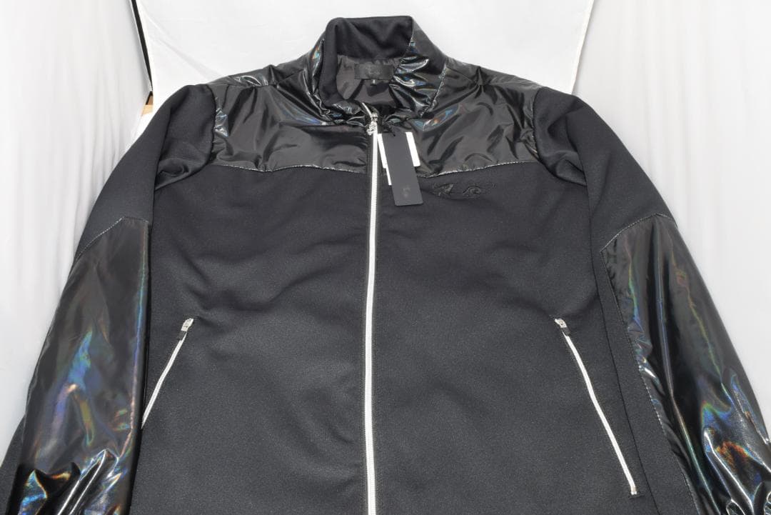 新品☆ダンスウィズドラゴン ホログラム タフタ ブルゾン☆黒＆黒☆XLサイズ