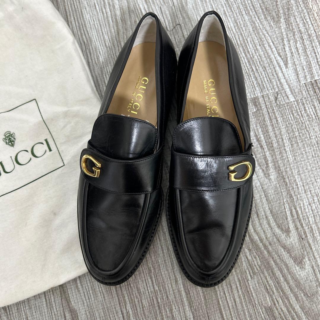 GUCCI ブラックレザー ローファー 37 1/2 c 新品