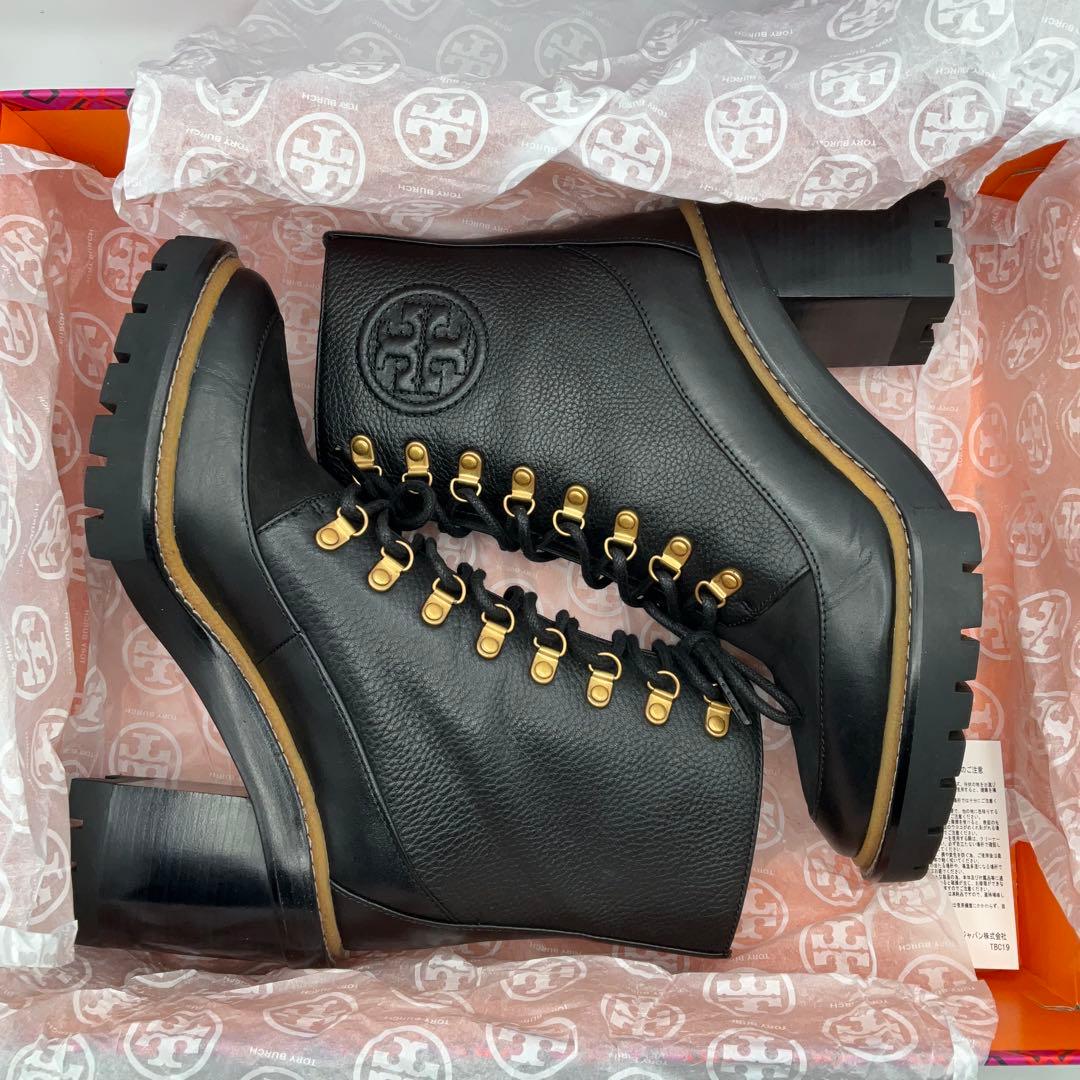 か*丸様 未使用に近い●箱付 トリーバーチ ショートブーツ サイズ7.5 ブラッ