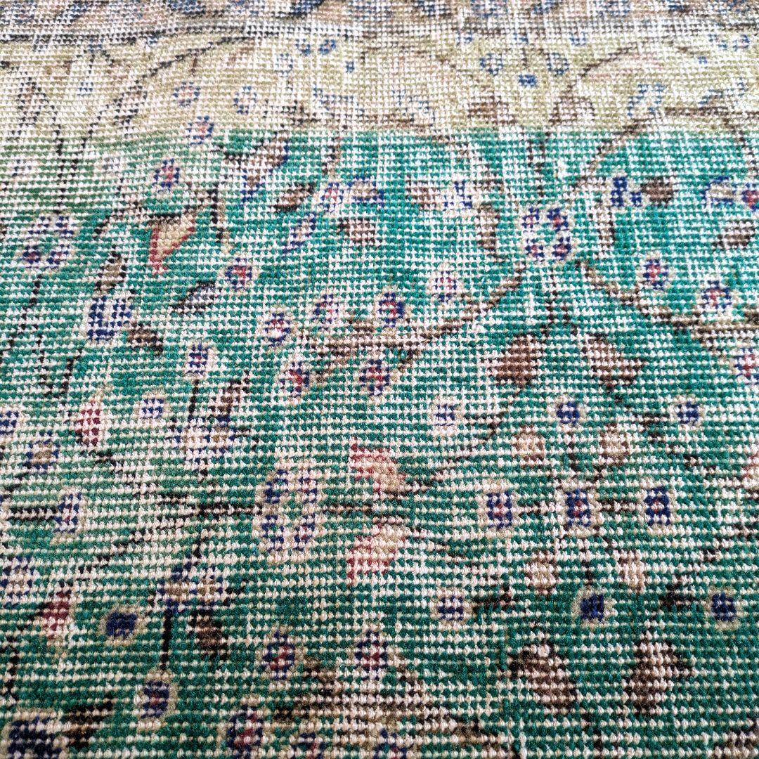 81×169 エメラルドブルー　トルコヴィンテージラグ