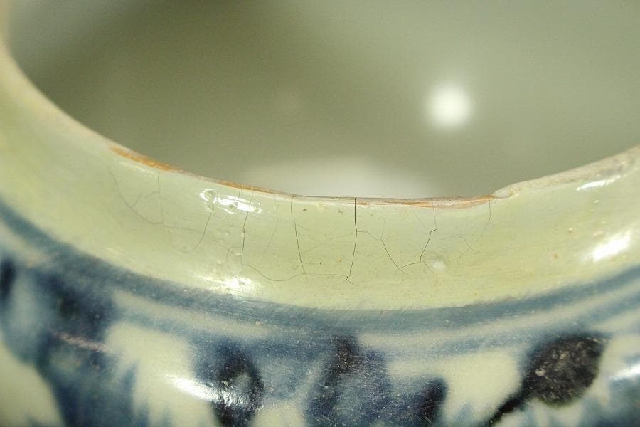 中国美術 青花 草花紋 壷 φ11.5cm(ZE335)