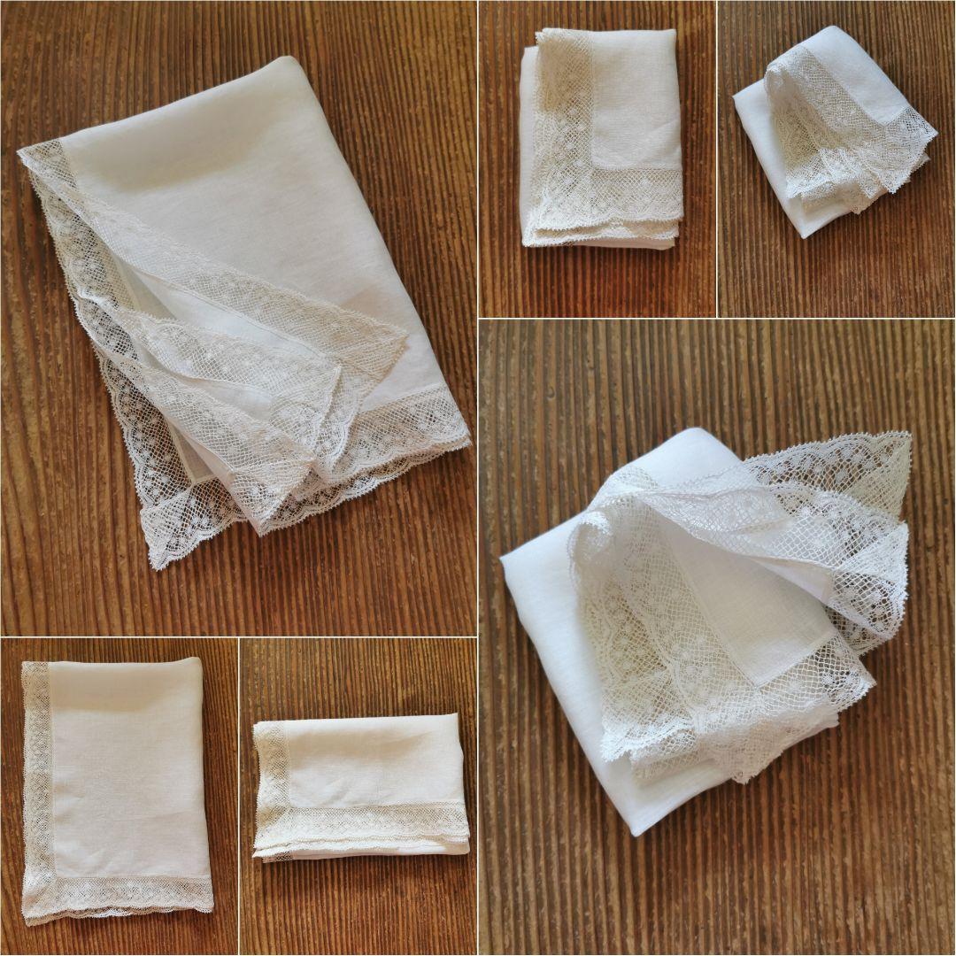 アンティークフランス ローンクロス ヴァレンシエンヌ水玉レース装飾 ランナー